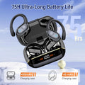 Wireless Earbuds Bluetooth 5.4 Headphones 75H Stereo Deep Bass Sports Over Ear Buds with Earhooks, LED Display Bluetooth Earbuds with 4 ENC Mic,