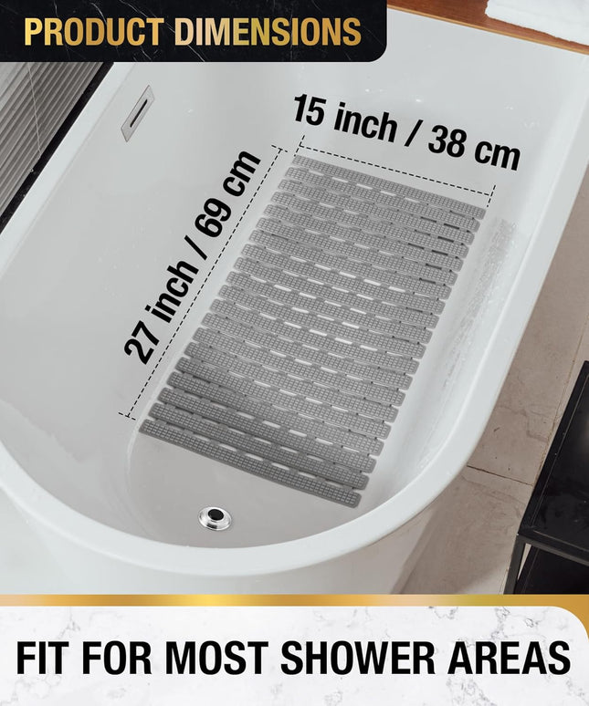 HITSLAM Shower and Bathtub Mat Non Slip, 27X15 Inch Bath Mat for Tub, Quick Drain Bath Tub Mat, Shower Floor Mat with Su