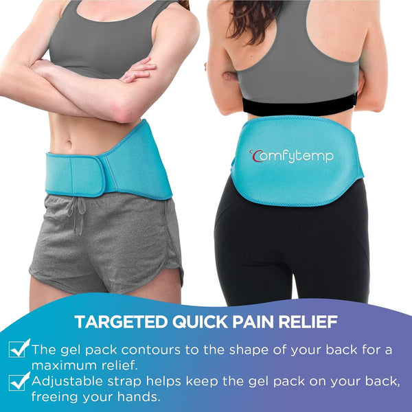 Comfytemp Back Ice Pack for Lower Back Pain Relief Product, Reusable Gel Lumbar Wrap for Sciatica Injury, Hot Cold Compress Brace for Herniated