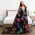 Hummingbird Bird Fleece Throw Blanket Ultra Soft Cozy Blooming Flowers Decorative Flannel Blanket All Season for Home Couch Bed Chair Travel