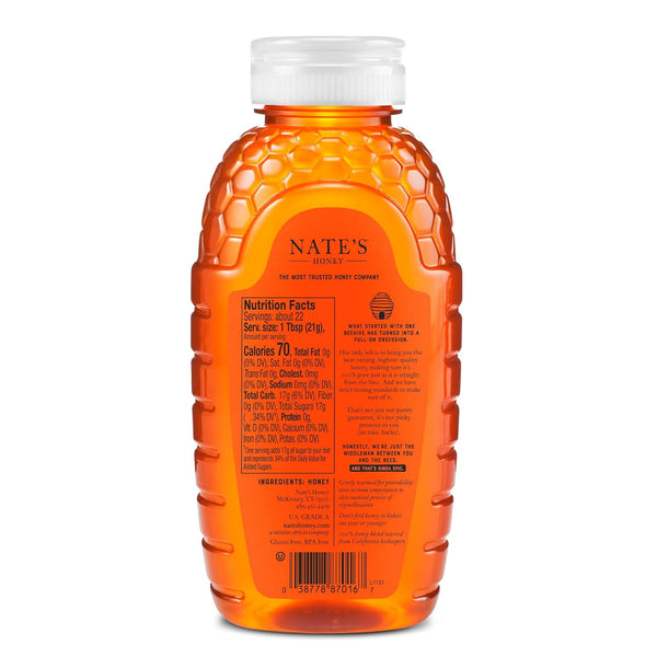 Nate'S California 100% Pure, Raw & Unfiltered Honey - 16 Oz. Squeeze Bottle - All-Natural Sweetener