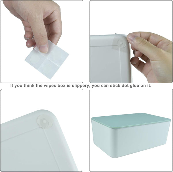 Diaper Wipes Dispenser, Tissue Storage Box Case, Wet Wipe Dispenser Holder with Lid for Home, Office, Cars (Green) Green Lid, White Box