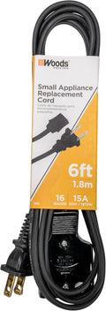 Southwire Appliance Cord with Slotted Mini Plug - Built for Kitchen Heat Appliances - Moisture & Abrasion Resistant Vinyl - Black - 6 Foot - HPN