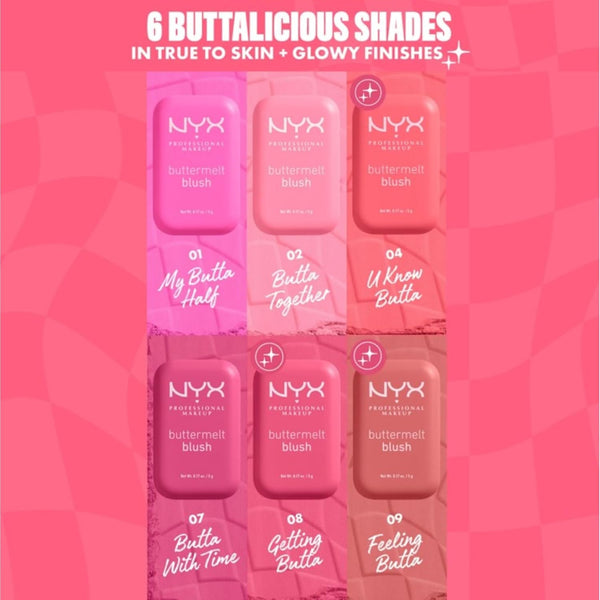 NYX PROFESSIONAL MAKEUP Buttermelt Powder Blush, Fade and Transfer-Resistant Blush, up to 12HR Make up Wear, Vegan Formula - Butta Together