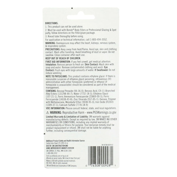 bondo Cream Hardener 2.75 oz. per Tube (928)