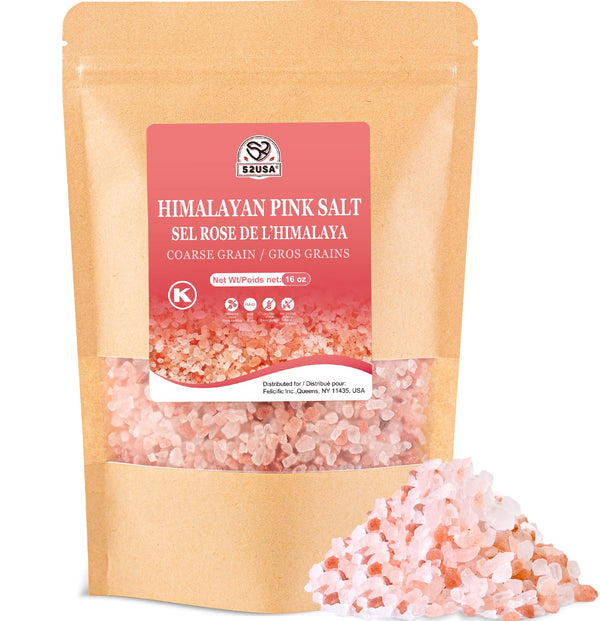 52USA Himalayan Pink Salt Coarse, Coarse Grain 1 lb, Pink Himalayans Sea Salt, Sea Salts for Grinder Refill, Himalayan Salts, Pink Salt, No