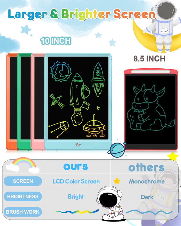 FLUESTON LCD Writing Tablet, Doodle Board Toys Gifts for 3-8 Year Old Girls Boys, 10 Inch Colorful Electronic Board Drawing Pad for Kids, Gifts