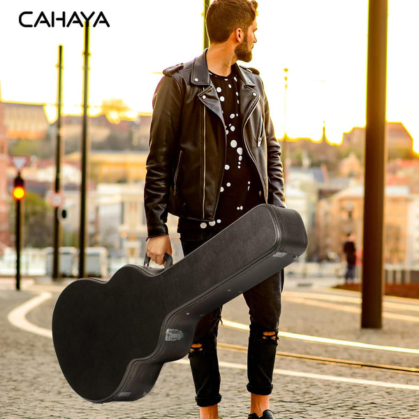 CAHAYA Guitar Cases Hard Shell for Acoustic Guitars 42 Inch Acoustic Guitar Hard Shell Case with Key Anti-shock Waterproof Travel Guitar Bag for