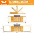 Artmalle Luxury Bathtub Caddy Tray for Tub - Foldable Bamboo Bath Table Tray with Book and Wine Glass Holder, Expandable Bathroom Accessories for