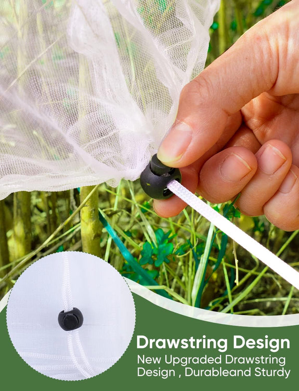 Bird Netting for Garden Protection - 4 Pack Garden Netting Pest Barrier with Drawstring,3.3Ft x 2.7Ft Mosquito Net Tomato Protective Cover Garden