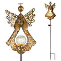 Starryfill Angel Stake Solar Lights with Crackle Glass Globe Waterproof Warm White LED, 40.5 inches Height Metal Bronze Stake Garden Patio Art