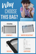 Fireproof Document Bag Envelope Size: 8" x 5" [2000°F Rated] Fireproof Cash Bags with Zipper Small Water and Fire Resistant Money Bag for Cash