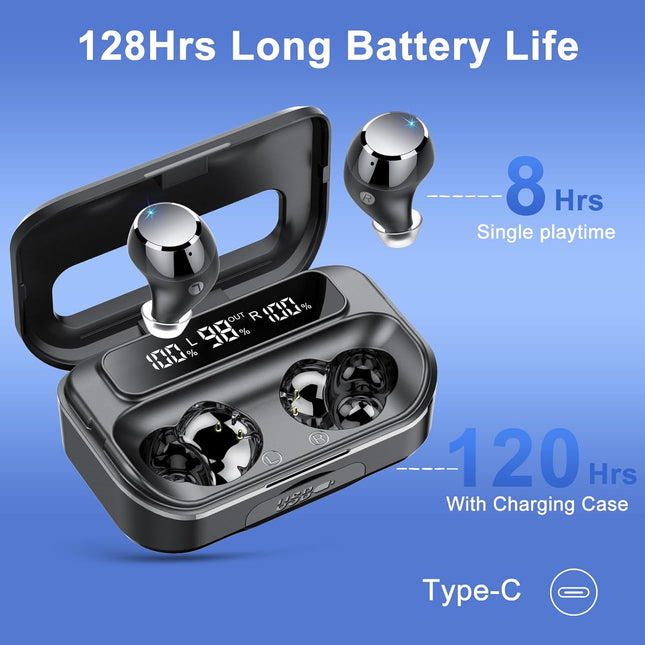 Ear Buds Wireless Bluetooth Earbuds Bluetooth 5.3 Headphones with LED Display 128H Powerful Bass In-Ear Earbuds with 4 E