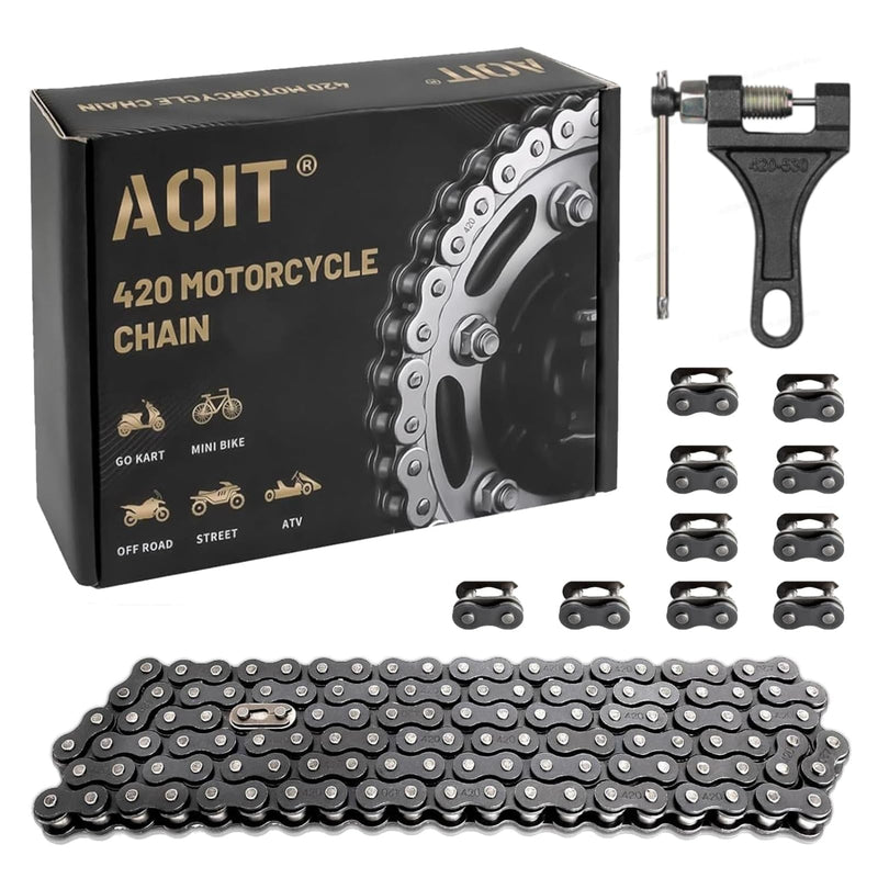 420 Motorcycle Chain 132 Links - 420 Chain for 50 70 90 110 125cc 212cc TaoTao Coolster Apollo Baja Kazuma Chinese ATV, 420 Chain for Mini Bike Go
