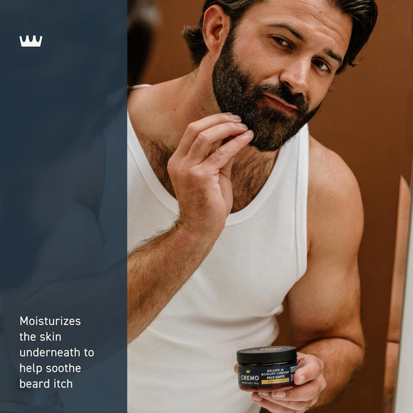 Cremo Beard & Scruff Cream, Palo Santo (Reserve Collection), 4 oz - Soothe Beard Itch, Condition and Offer Light-Hold Styling for Stubble and