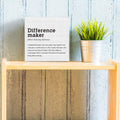 Difference Maker Definition Home Office Decor Wooden Box Sign, Motivational Farmhouse Decorative Positive Office Desk Accessories Wood Plaque