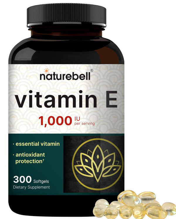 Naturebell Vitamin E Oil Softgels, 1,000 IU per Serving, 300 Pills | Essential Antioxidant Supplements, Easily Absorbed Form Ã¢ÂÂ Supports Skin,
