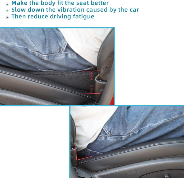 Car Seat Cushion for Driving - Comfort Memory Foam for Car Driver Seat- Back Support, Pain Relief - for Car Travel, Long Trips (Black)
