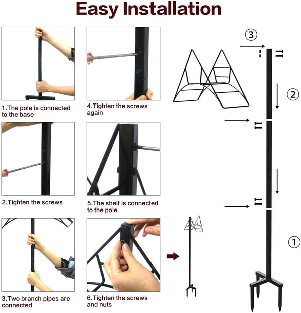 Artigarden Garden Hose Holder - Free Standing Metal Water Hose Stand Heavy Duty Flexible Pipe Storage Hanger Organizer for Lawn & Yard Standard