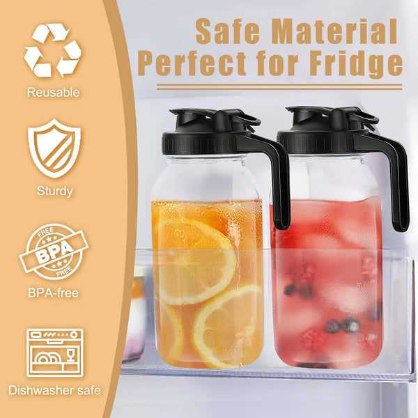 Mason Jar Pour Spout Lid for Wide Mouth Mason Jars, Mason Jar Pitcher Flip Cap Airtight Handle Lid, Leak Proof Seal Cover, Pack of 2 2 Pack