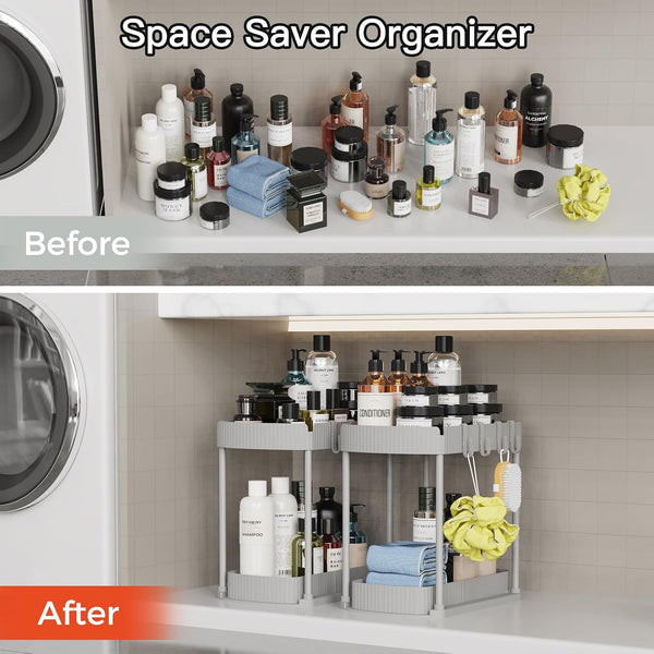 Ukeetap 2 Pack Multi-Purpose Pull-Out Storage Organizers, Under Sink Organizers and Storage for Bathroom & Kitchen, Under Cabinet Organizers and
