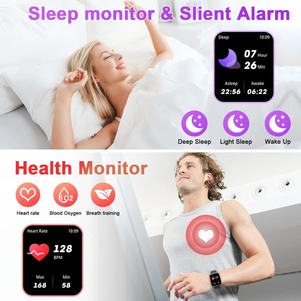 Smart Watch for Men Women Fitness: Make/Answer Call Smart Watches for Men Digital Mens watches Running Waterproof Smartwatch Android Phones iPhone