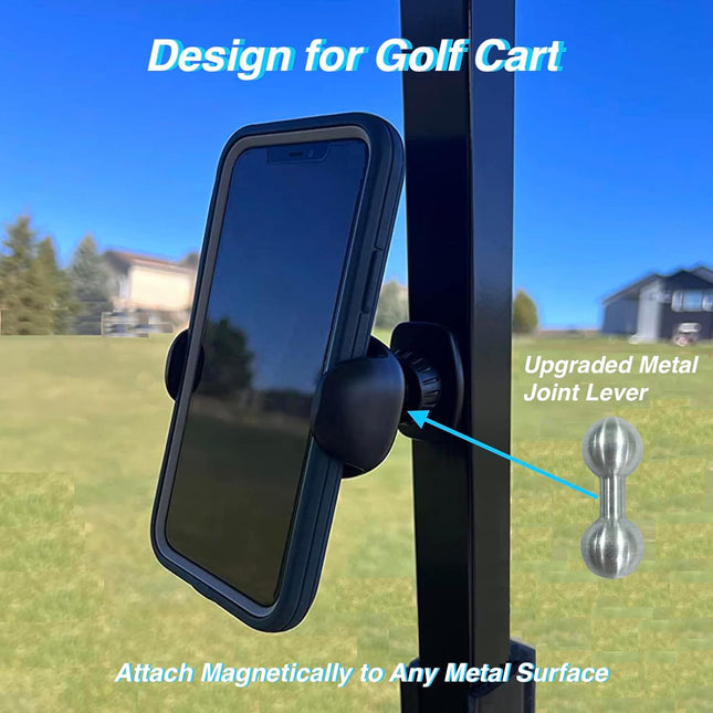 Magnetic Phone Holder Mount for Golf Cart [Upgraded Metal Joint], Magnetic Golf Cart Phone Holder [Big Phones & Thick Ca