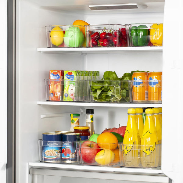 HOOJO Refrigerator Organizers and Storage - 8pcs Clear Plastic Bins For Fridge, Freezer, Kitchen Cabinet, Pantry Organization, BPA Free Fridge