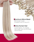Moresoo Micro Ring Hair Extensions Blonde Highlight Microlink Hair Extensions Human Hair Ash Blonde Mix Bleach Blonde Hair Extensions Micro Link
