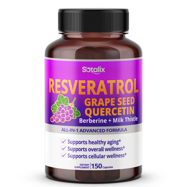 Resveratrol with Grape Seed + Quercetin Berberine + Milk Thistle Powerful Anti-A