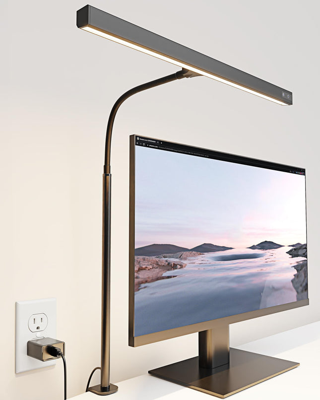 SUPERDANNY LED Desk Lamp for Office Home, Eye-Caring Desk Light with Adjustable Gooseneck, 12W Touch Control Dimmable Br