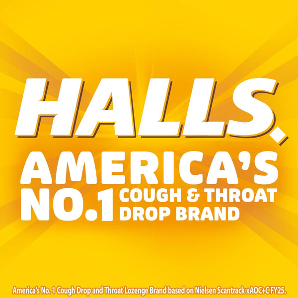 HALLS Cough & Throat Relief Honey Lemon Sugar Free Cough Drops, 180 ct | No Synthetic Dyes, Bulk Pack Honey-Lemon 180 Count (Pack of 1)