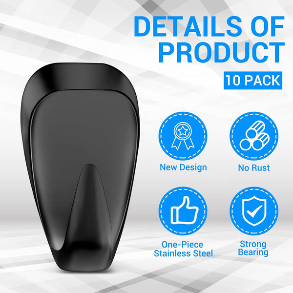 LEIFIDE 10 Pieces Cubicle Hooks Clips, 40 Lbs Picture Hangers,Silver 10 Black