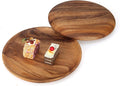 2 Pcs 10 Inch Acacia Wood Dinner Plates Set for Eating Wooden Round Charcuterie Boards Kitchen Serving Platters for Food Dishes Cheese Tray