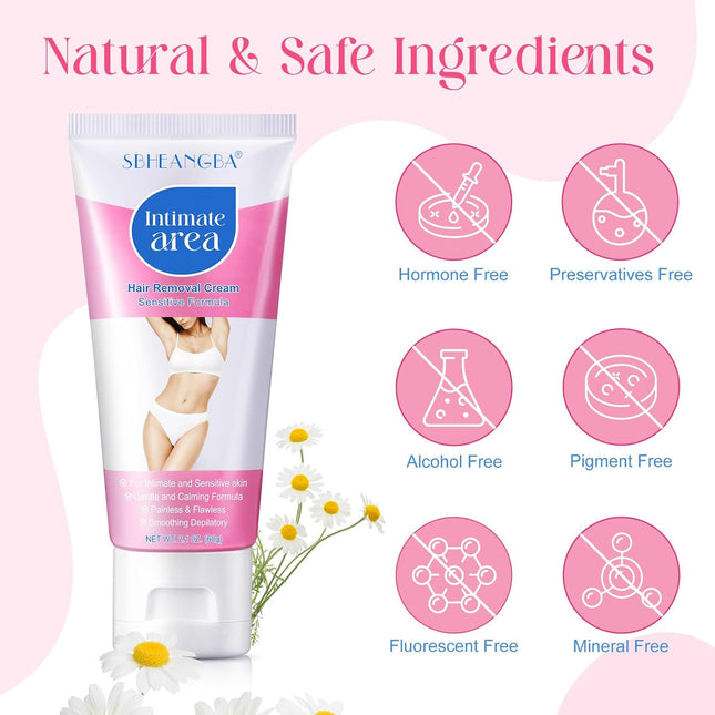Intimate Painless Depilatory Gel for Women - Bikini Hair Removal for Sensitive S