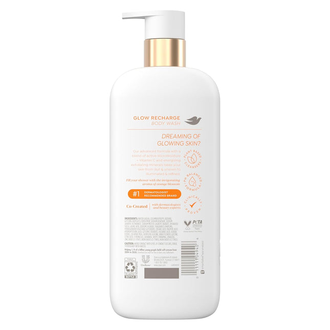 Dove Exfoliating Body Wash Glow Recharge Energizes & Illuminates Skin 3% Brighte