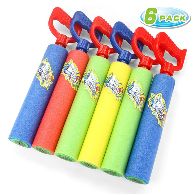 Water Guns Shooter 6 Pack, Super Foam Soakers Blaster Squirt Guns, Pool Noodles 