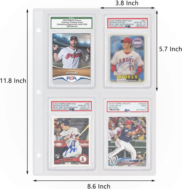 Graded Card Slab Binder Pages for Storage & Display, Compatible with 40 PSA, BGS, BCCG, CGC Graded Sports Cards, Also Fit One-Touch Magnetic Card