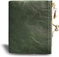 AOXONEL Womens Wallet Small Rfid Ladies Compact Bifold Leather Vintage Coin Purse With Zipper and Kiss Lock Green