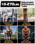 6Pcs Resistance Bands, Workout Bands 270lbs, Exercise Bands with Handles/Door Anchor/Ankle Straps/Bag/Poster for Men, Heavy Resistance Bands for