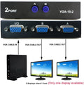 2 in 1 Out 2 Port VGA Switch - Press Button Two Way Video Switch for PC TV Monitor - Black