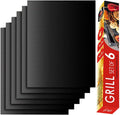 Renook Grill Mat Set of 6-100% Non-Stick Reusable Mats for Gas, Charcoal or Electric Grills - Easy to Clean - 15.75 X 13-Inch, Black