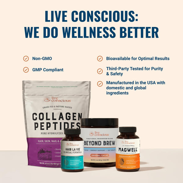 Live Conscious Magwell Magnesium Zinc & Vitamin D3 - Magnesium Glycinate, Malate, & Citrate - Triple Supplement for Women & Men - for Sleep, Bone,