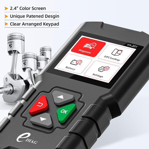YA-201 Obd2 Scanner, Full OBD2 Modes Check Engine Code Reader After 1996 All OBDII/EOBD/KOBD/CAN Cars, O2 Sensor EVAP Systems, Battery Test,Live