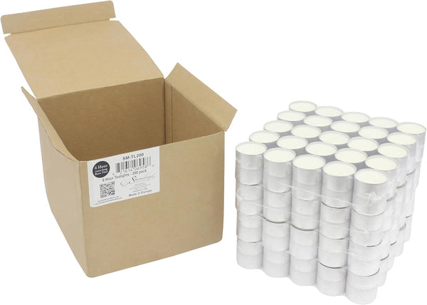 Stonebriar Unscented Long Burning White Tealight Candles, Bulk Pack, 6-7 Hour Burn Time, Smokeless Tealights for Parties, Weddings, Home, 200