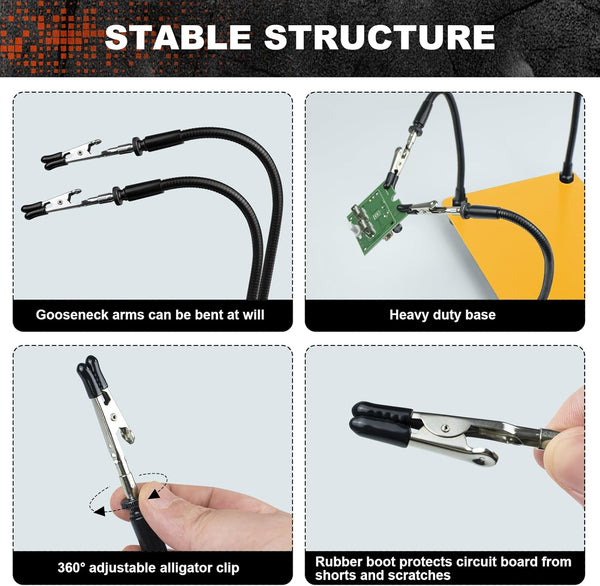 XYK Helping Hands Soldering Station, Soldering Kit, Third Hand Soldering Tool 4 Flexible Arms Helping Hands for Electronic Repair Soldering