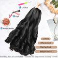 French Curl Braiding Hair 12Inch 8Packs French Curl Crochet Braids Short Curly Crochet Hair Bouncy Synthetic knotless Braiding Extensions(1B,