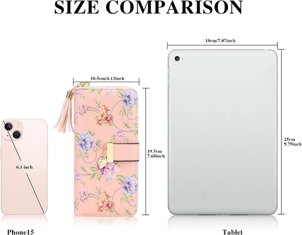 Pomelo Best RFID Wallets for Women PU Leather Multi Card Slots Long Wallet Pink Rattan