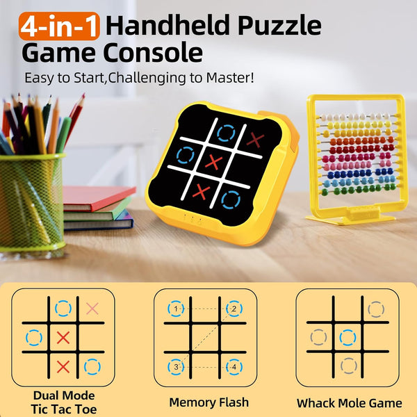 4-in-1 Tic Tac Toe Toys for Kid: Age 6-12 Kids Portable Sensory Puzzle Game | Electronic Toy for 6-12 Years Boys Girls - Development