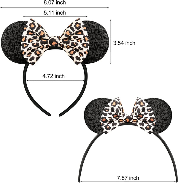 FANYITY Mouse Ears, Sequin Leopard Mouse Ears Headband for Boys Girls Women(baowen)